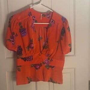 Floral Orange Women's Top free people excellent condition